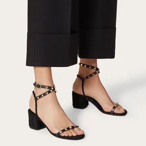 Valentino signature rockstud strappy block heel sandal